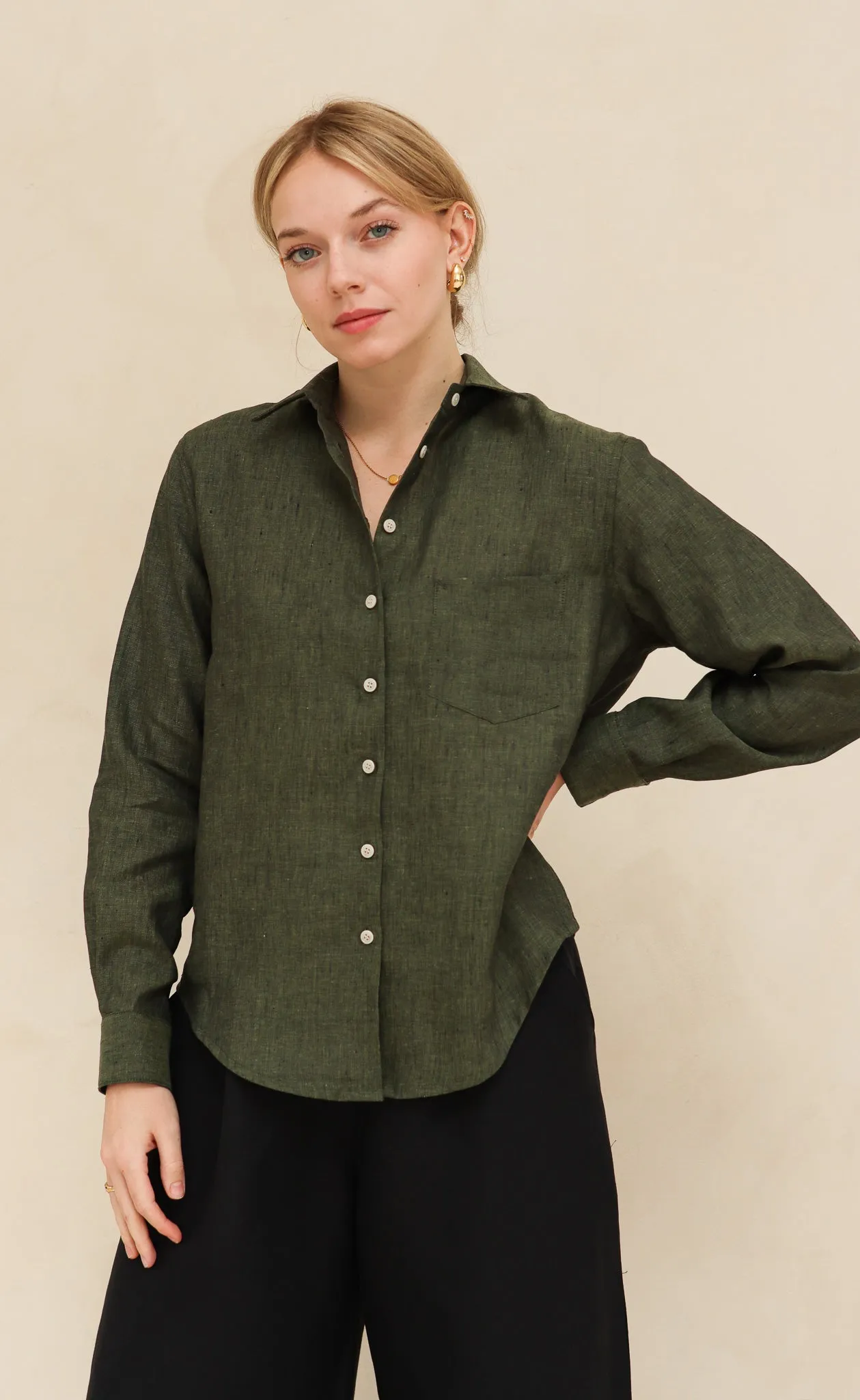 The Friend - Proper Fit - Dark Moss 100% Linen