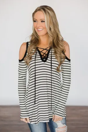 Tied Up Over You Long Sleeve Striped Top