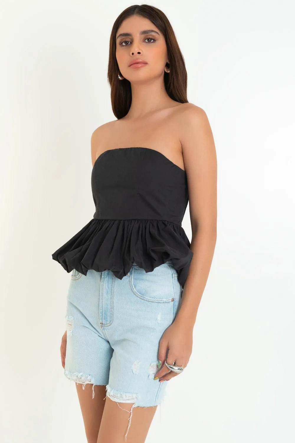 Top tubo con peplum globo