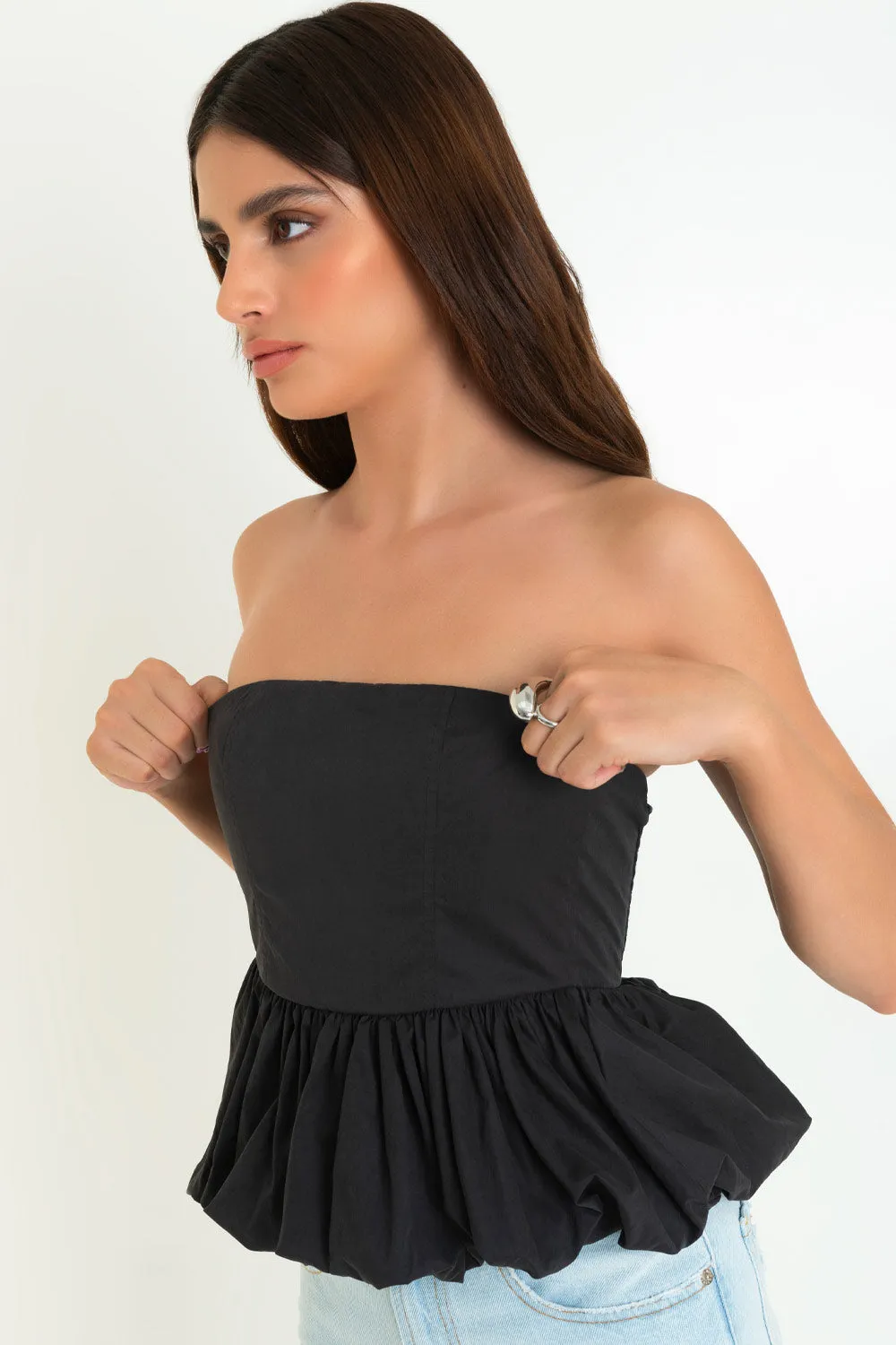 Top tubo con peplum globo