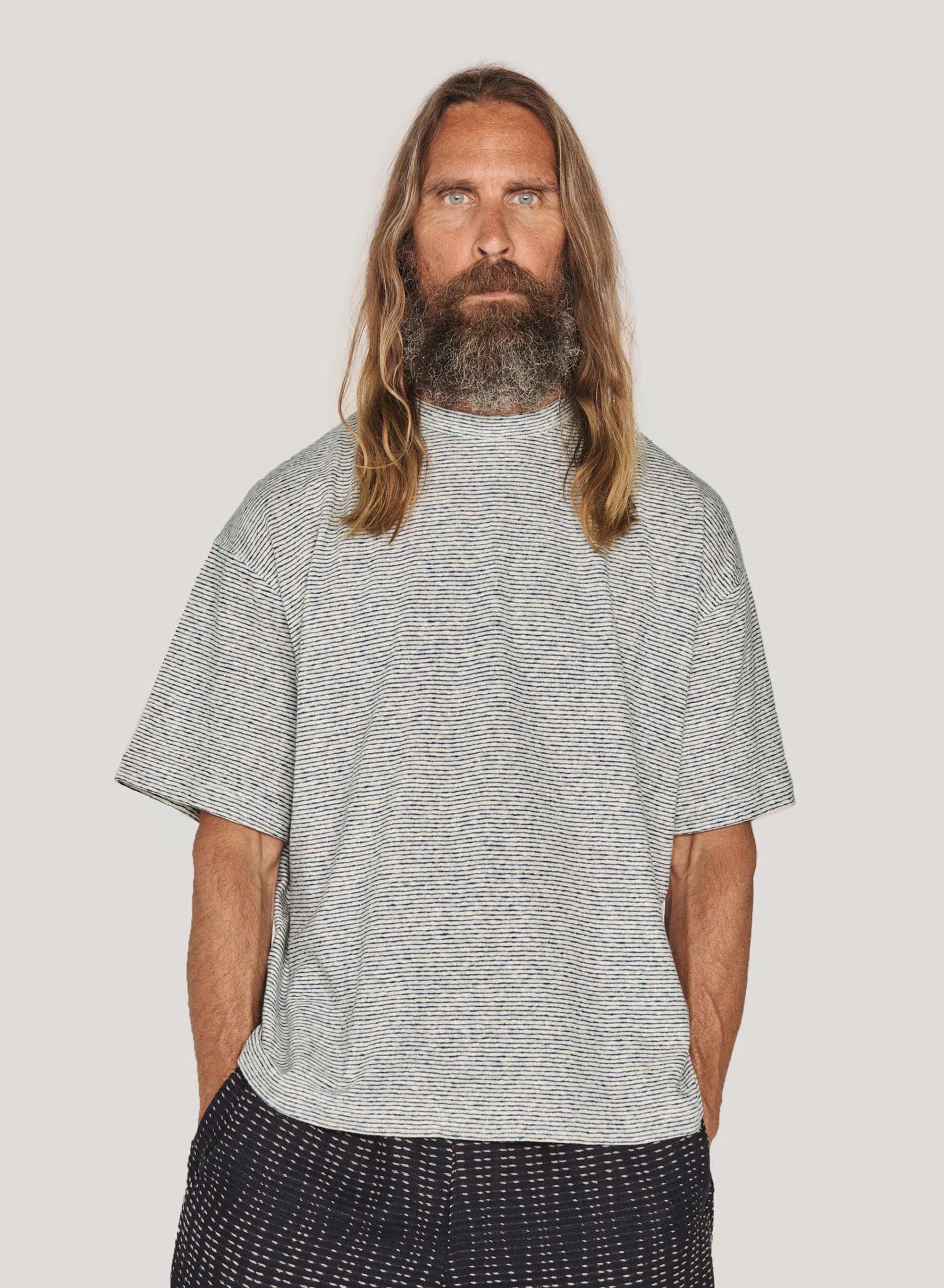 Triple Stripe T-Shirt Ecru