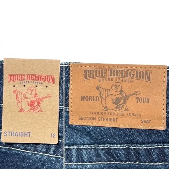 True Religion Girl’s Jeans Size 12  Straight Cut Savage Saloon Wash Blue New NWT