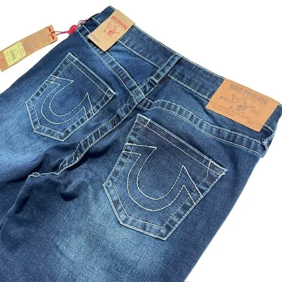 True Religion Girl’s Jeans Size 12  Straight Cut Savage Saloon Wash Blue New NWT