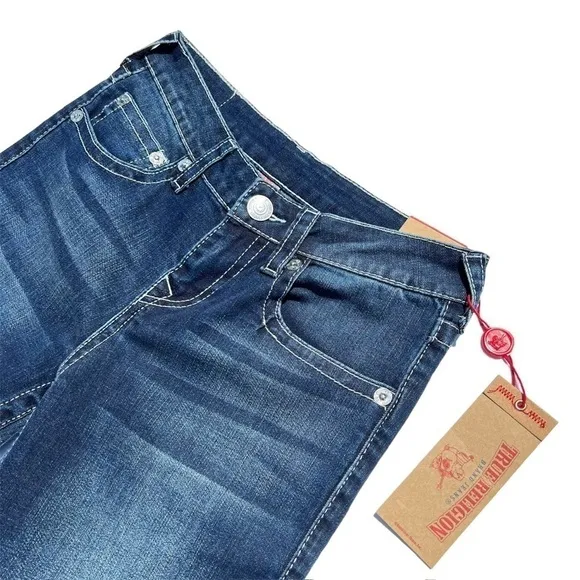 True Religion Girl’s Jeans Size 12  Straight Cut Savage Saloon Wash Blue New NWT
