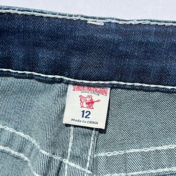 True Religion Girl’s Jeans Size 12  Straight Cut Savage Saloon Wash Blue New NWT