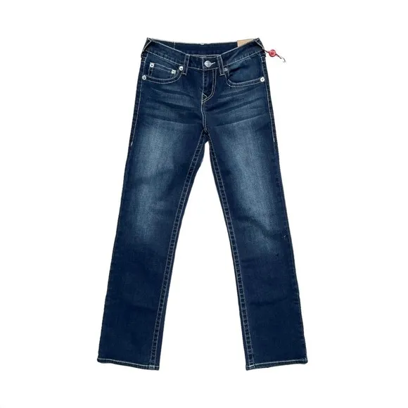 True Religion Girl’s Jeans Size 12  Straight Cut Savage Saloon Wash Blue New NWT