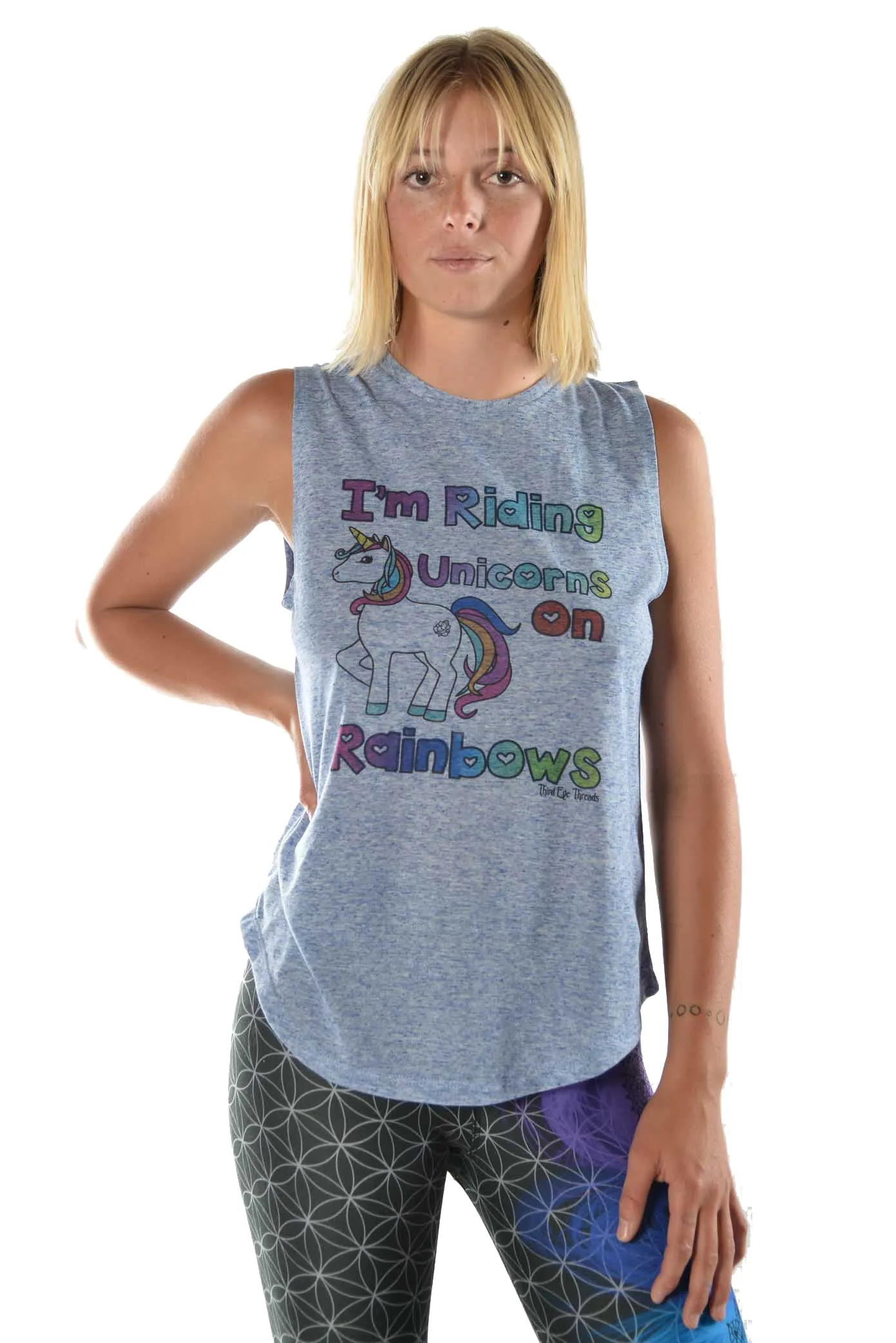 Unicorns on Rainbows Linen Boyfriend Tee