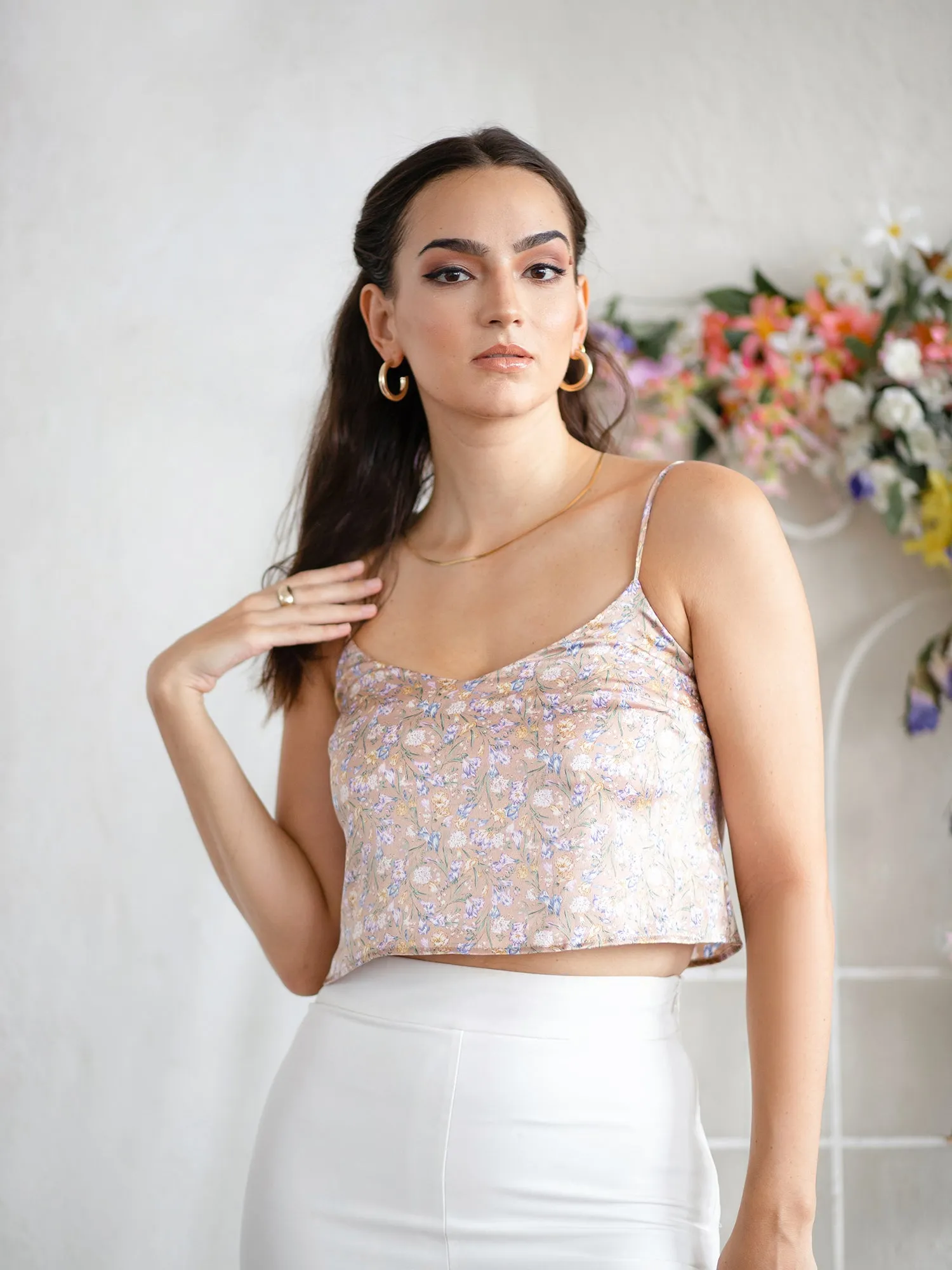 V Neck Crop Cami Top