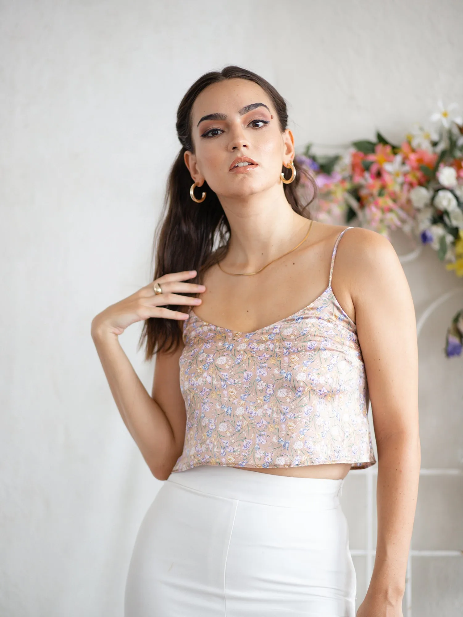 V Neck Crop Cami Top