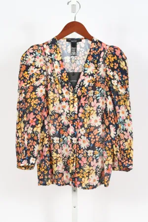 V-Neck Frontier Blouse - Navy Multi