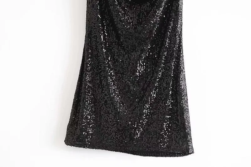 V-neck Sequins Backless Party Mini Dresses