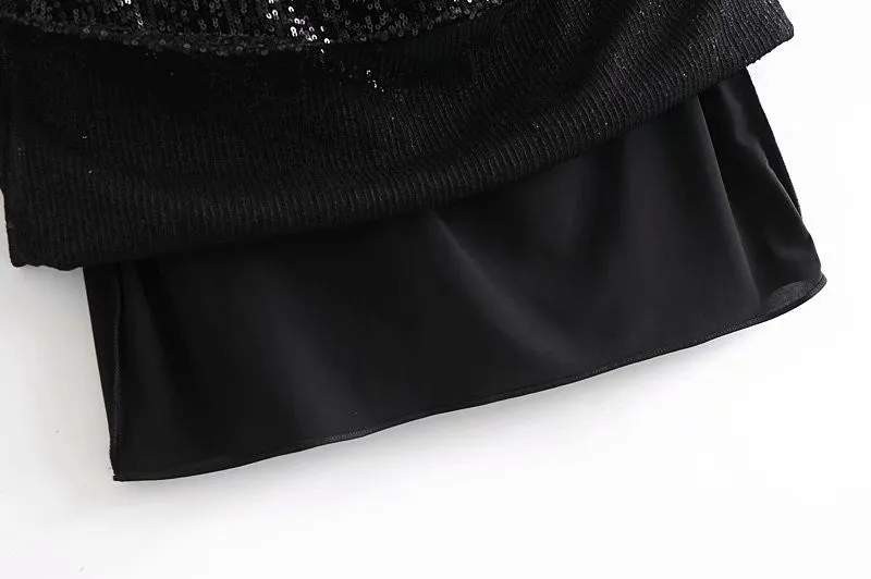 V-neck Sequins Backless Party Mini Dresses