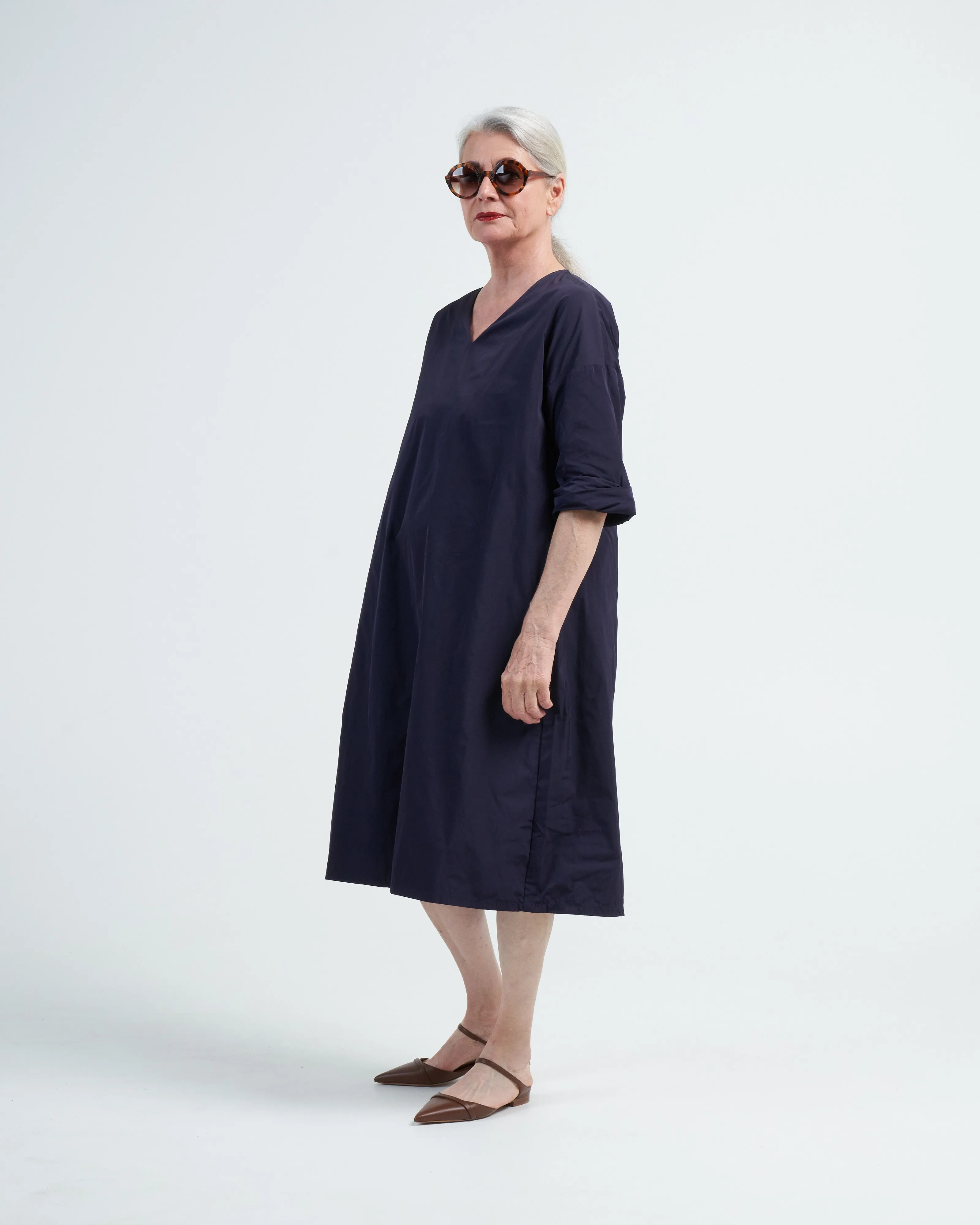 v neck shirt dress - blackberry