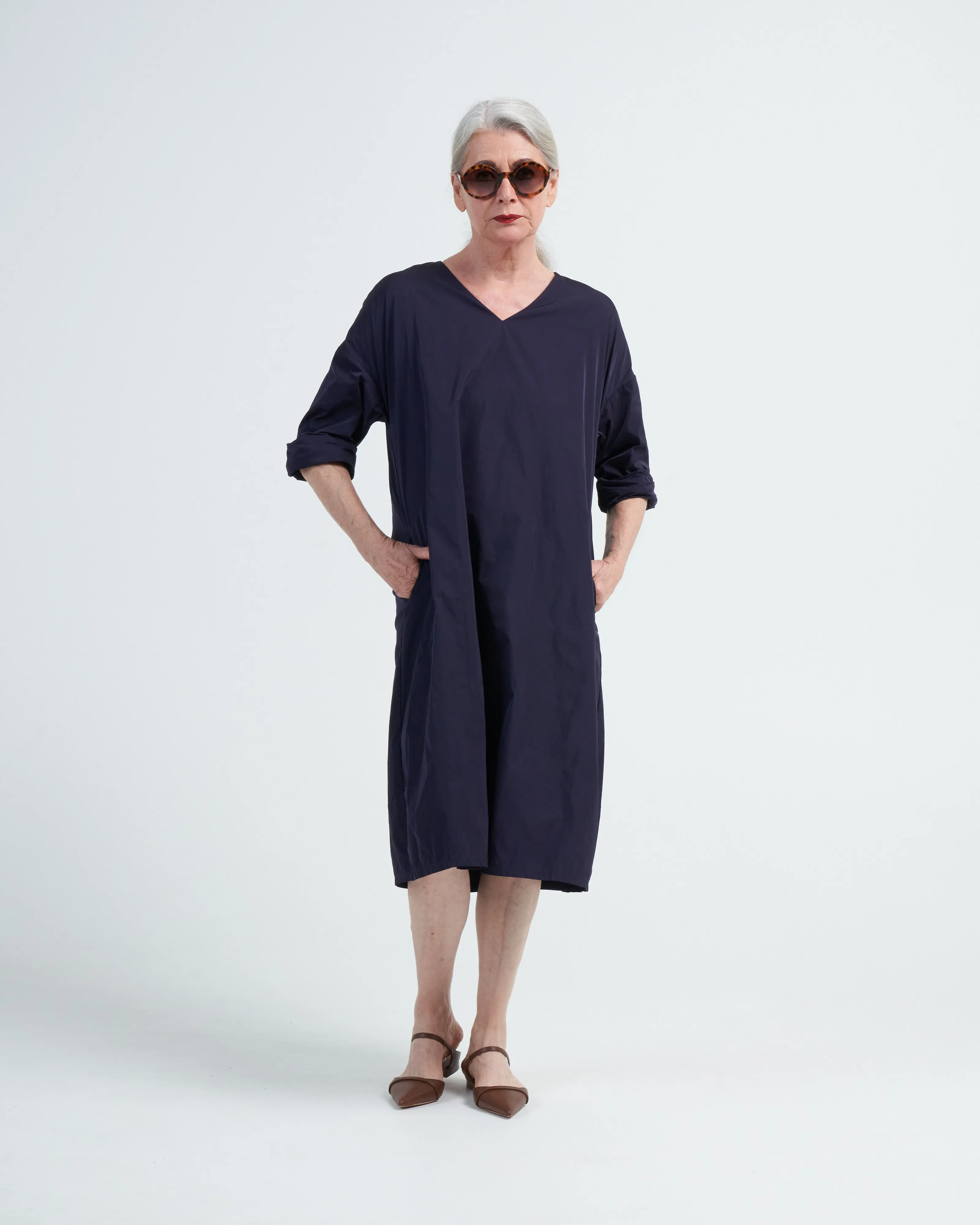 v neck shirt dress - blackberry