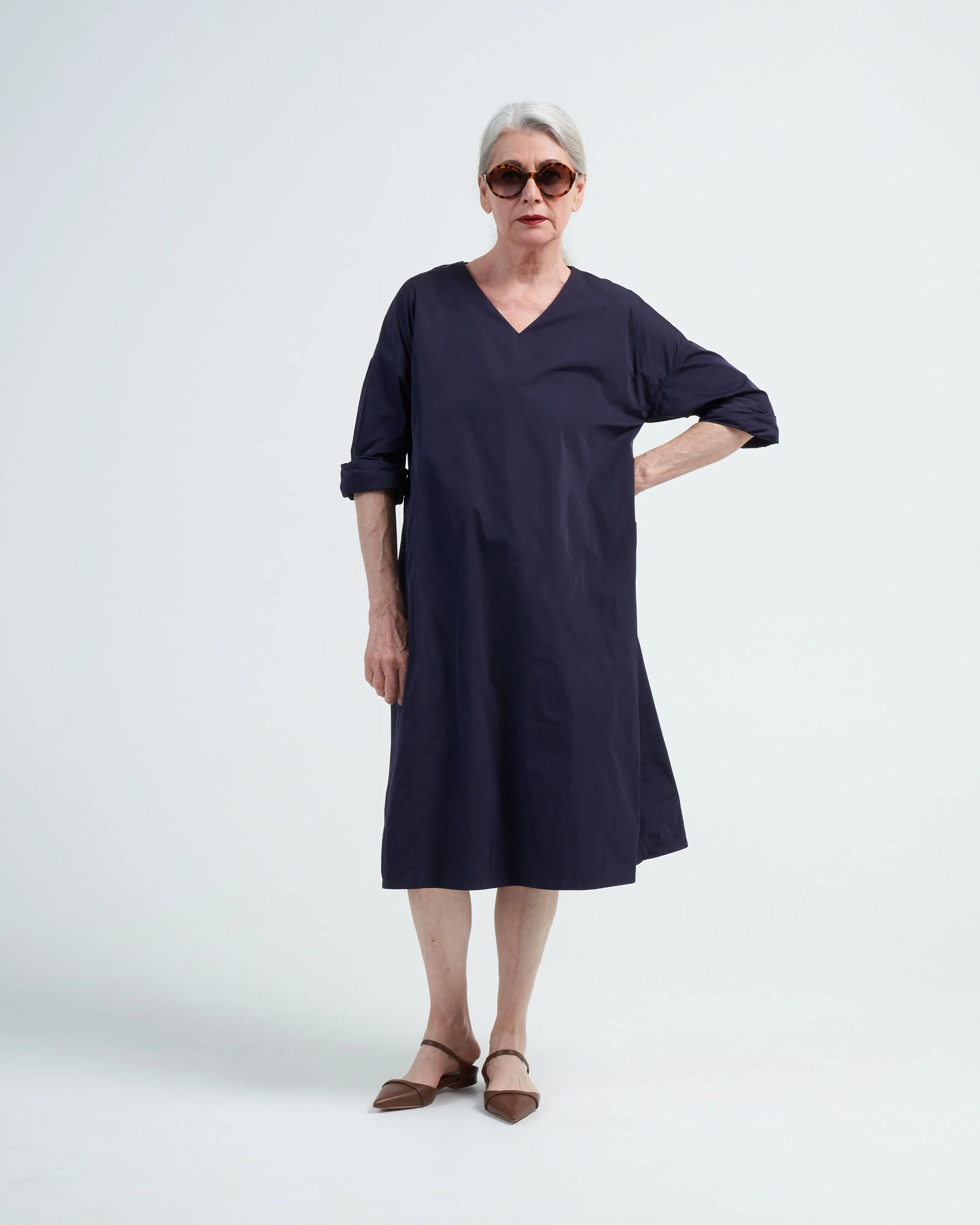 v neck shirt dress - blackberry