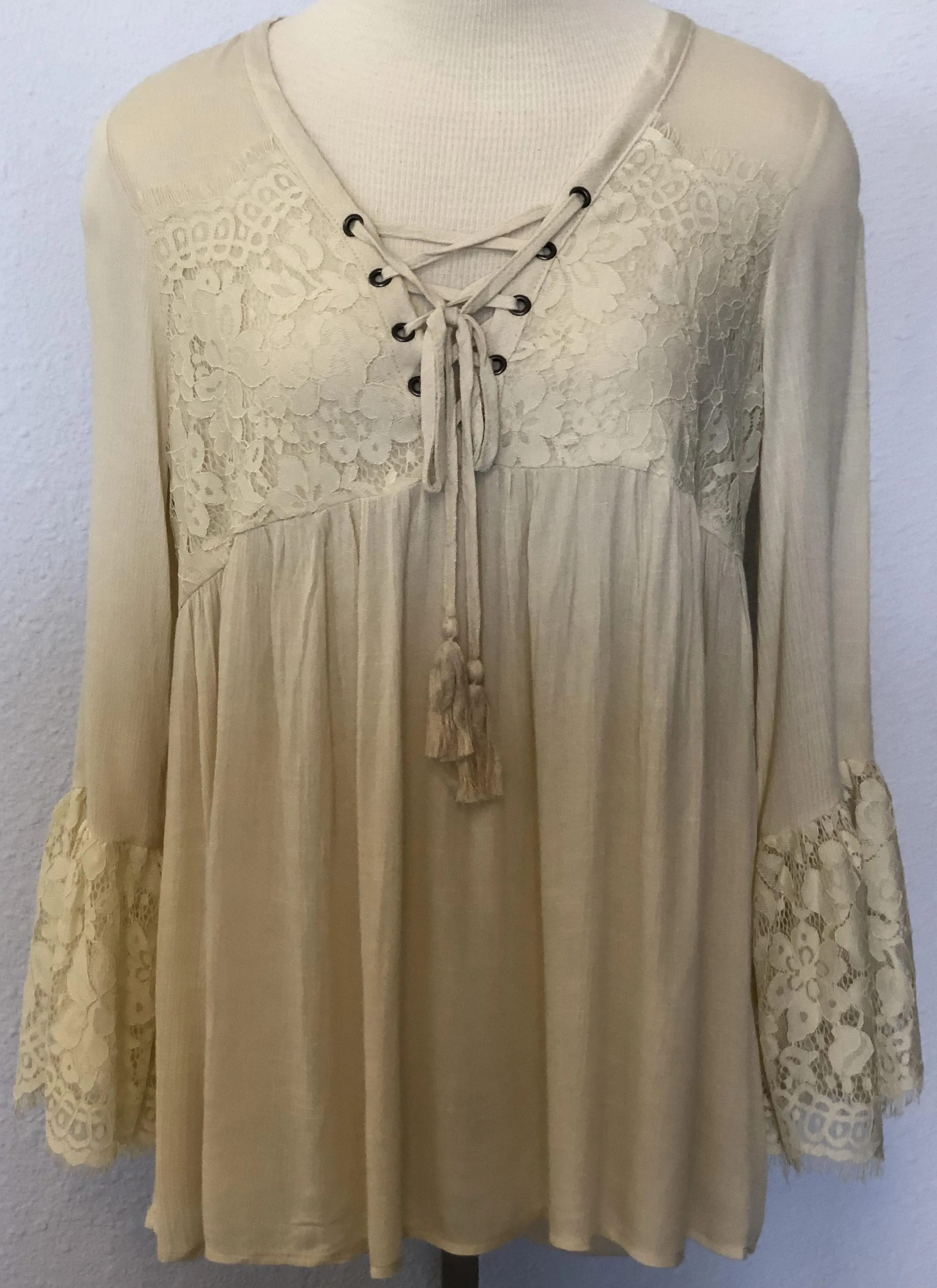 V-NECK WOVEN TOP