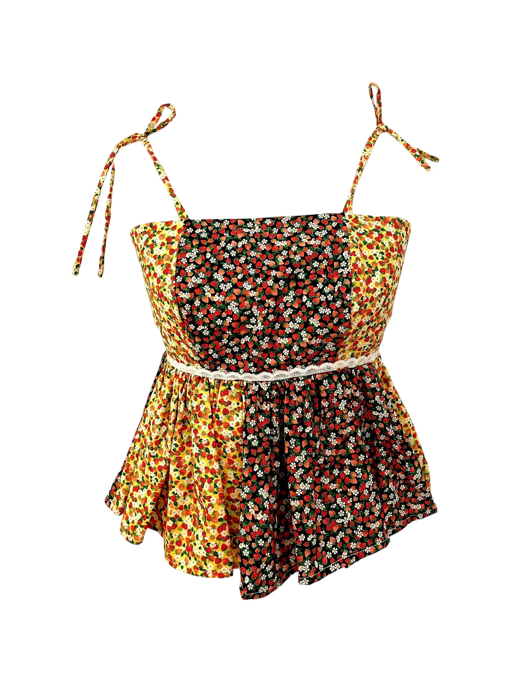 VALENTINA - Strawberry Peplum Crop Top