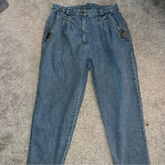 Vintage 80's Gitano 20 34 x 25 Jeans  High Waisted Mom Jeans Tapered Pleats