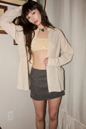 Vintage 90s Cream Linen Button Up (M)