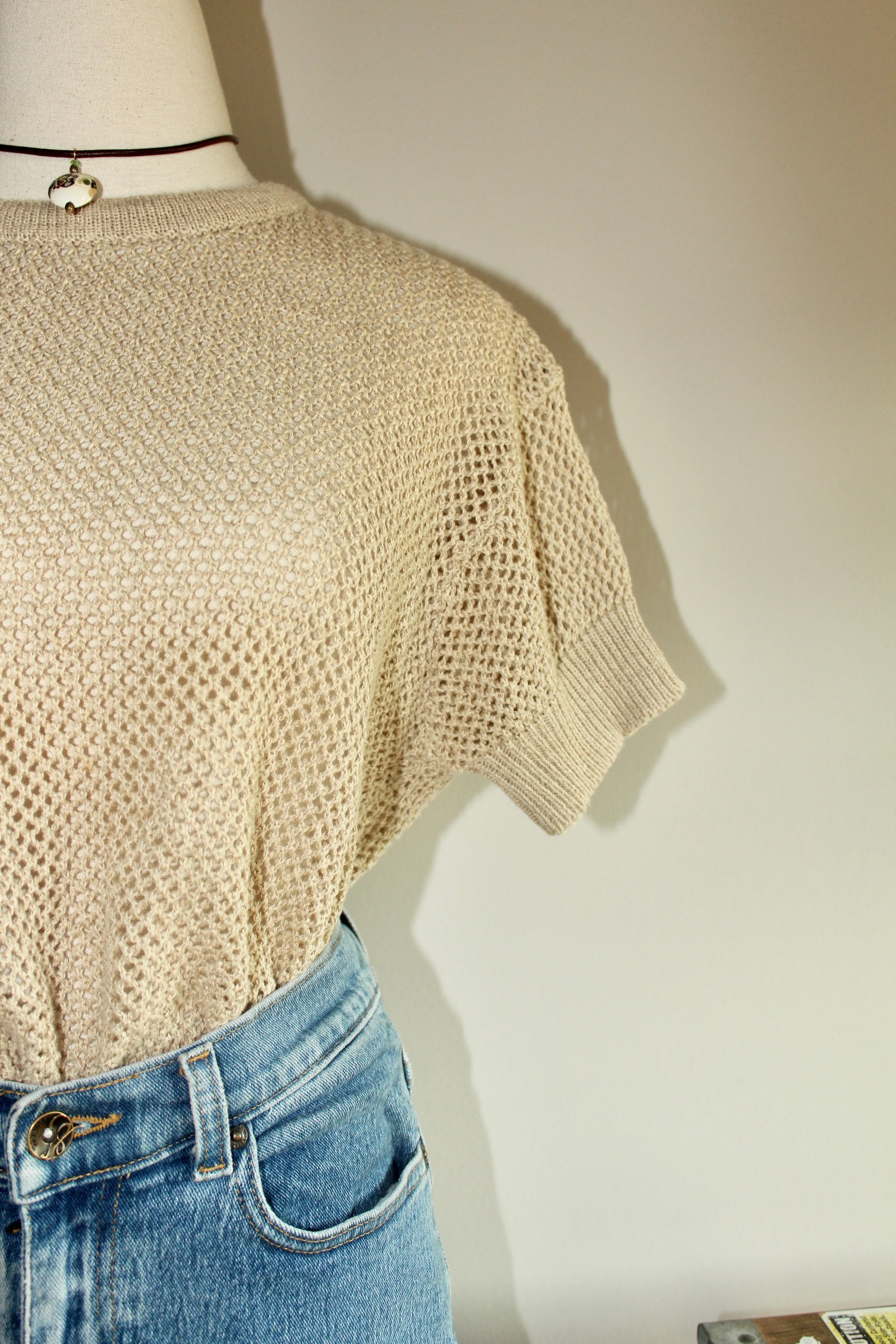 Vintage 90s Oatmeal Mesh Knit (S-M)