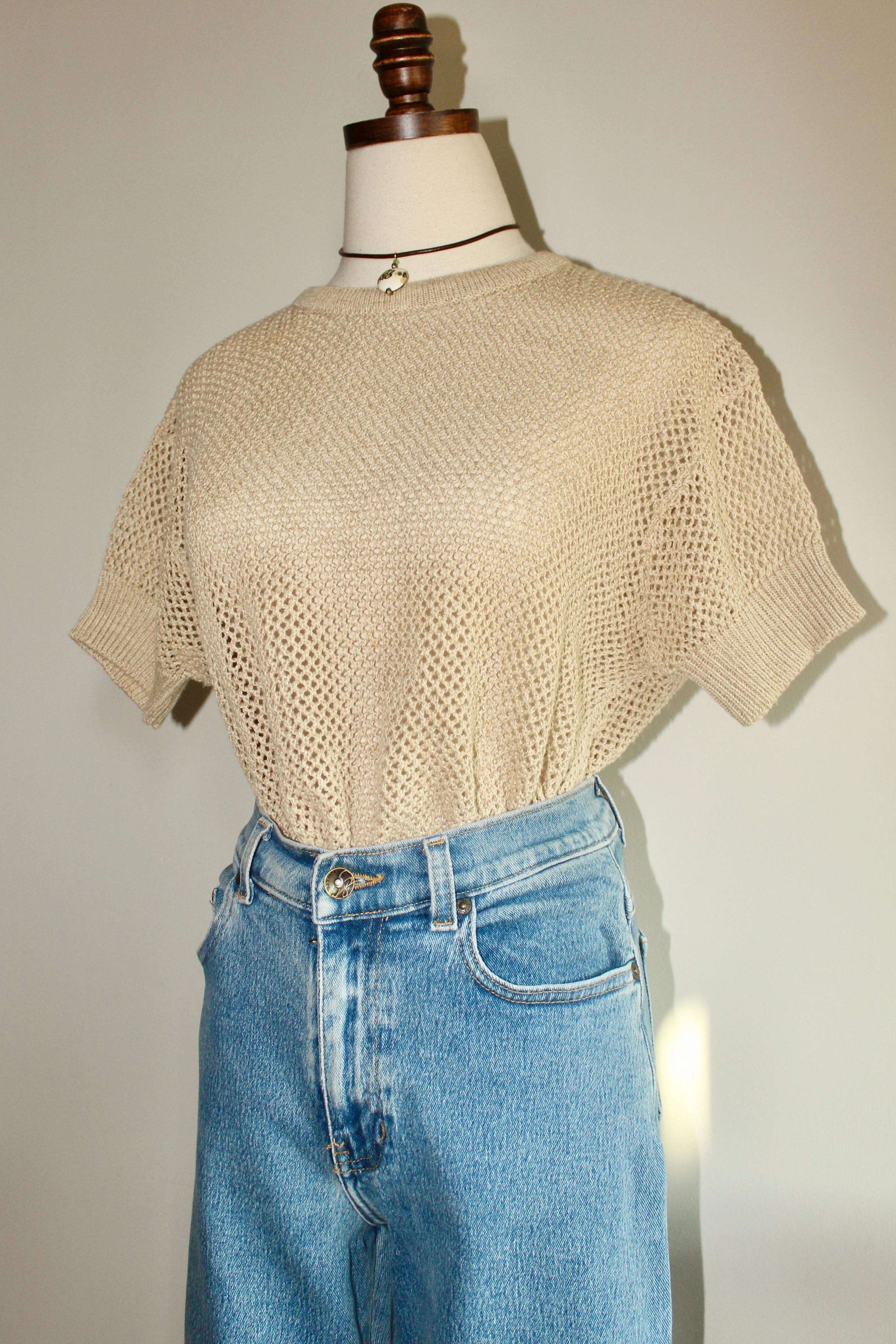 Vintage 90s Oatmeal Mesh Knit (S-M)