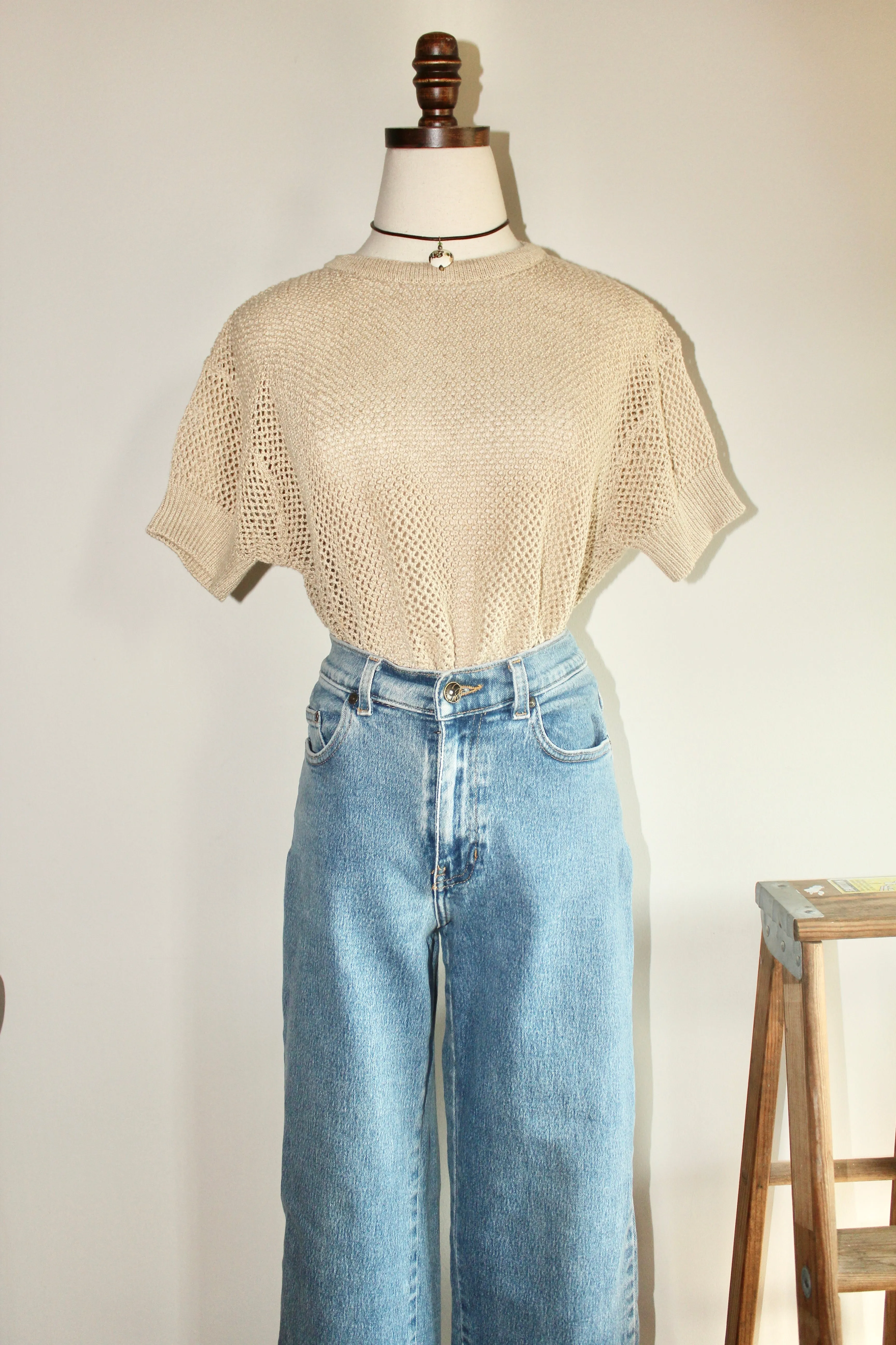 Vintage 90s Oatmeal Mesh Knit (S-M)