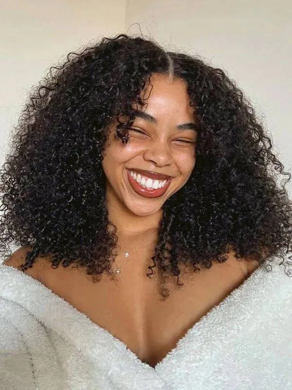 Wavymy Kinky Curly Block Wig with Optional Replaceable Tops 150% Density