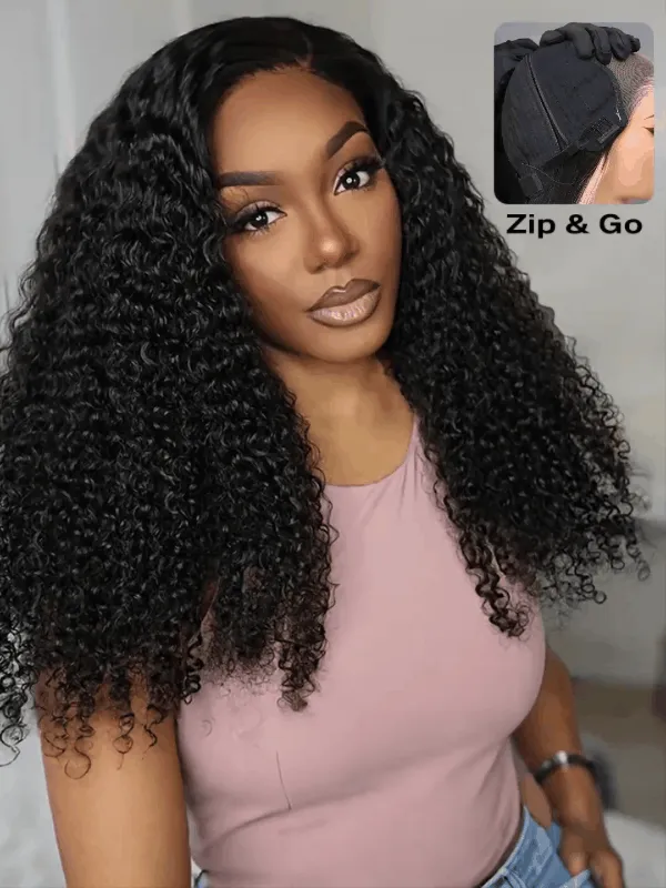 Wavymy Kinky Curly Block Wig with Optional Replaceable Tops 150% Density
