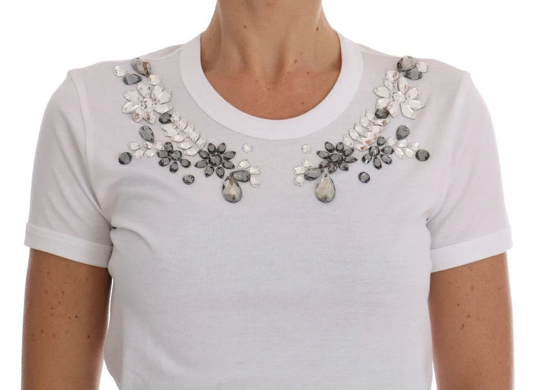 White Cotton Crystal T-Shirt