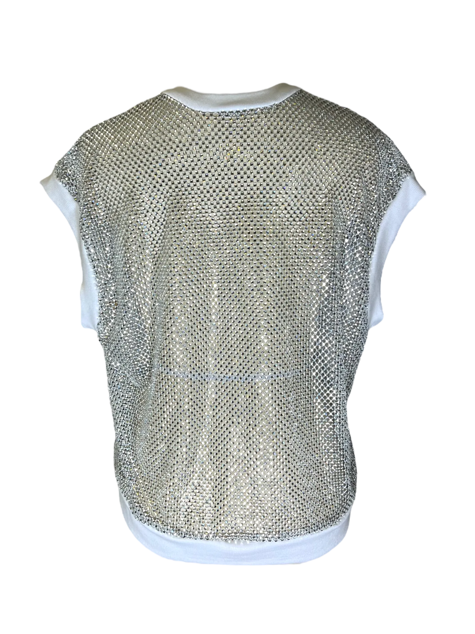 White Crystal V Neck Vest