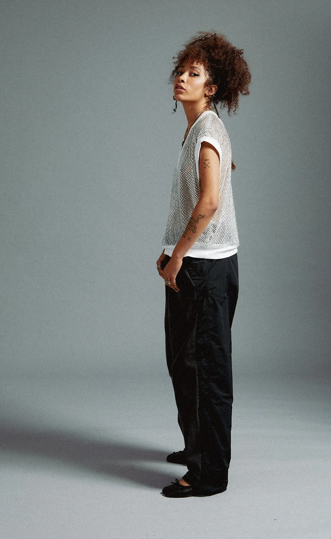 White Crystal V Neck Vest