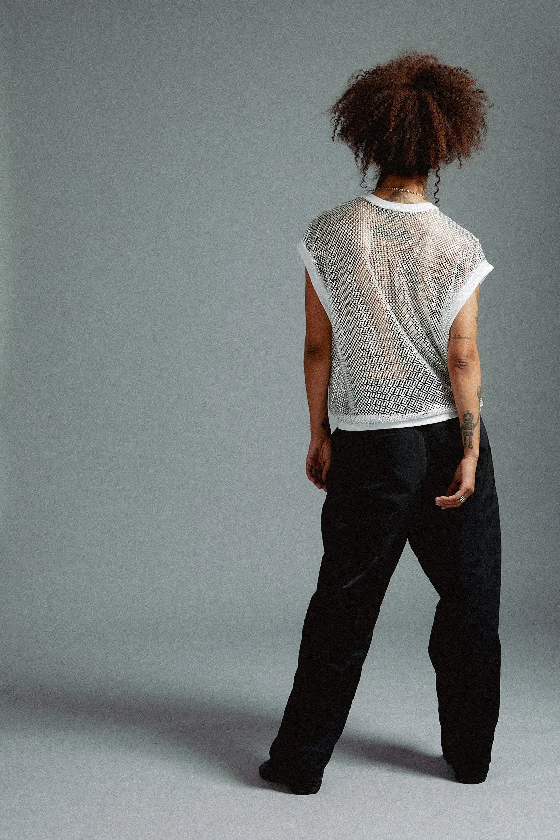 White Crystal V Neck Vest