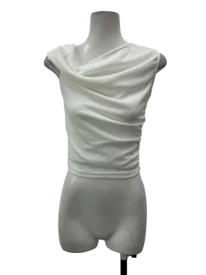White Textured Slanted Blouse