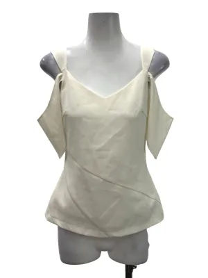 White V-Neck Cold Shoulder Top