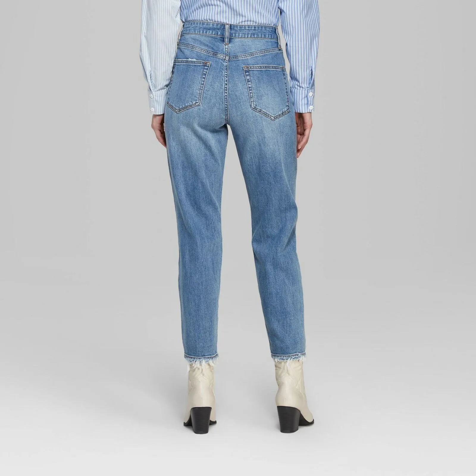 Wild Fable Women's Distressed Mid Rise Mom Jeans