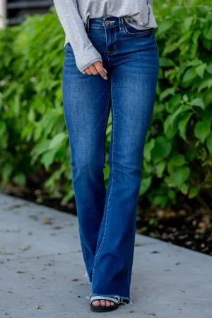 Witty Mid Rise Raw Hem Flare