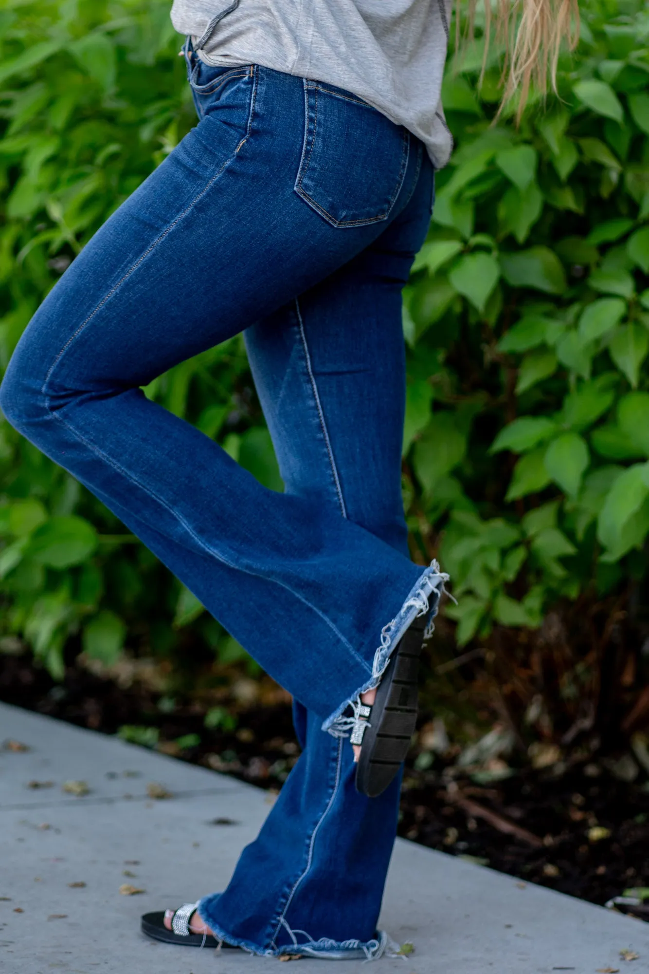 Witty Mid Rise Raw Hem Flare