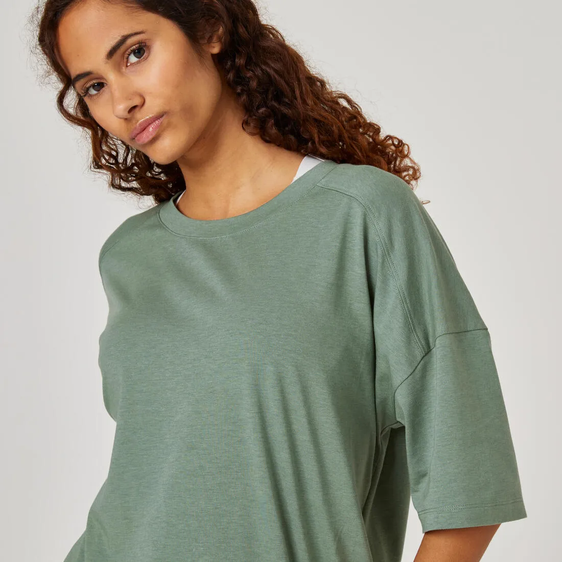 Women's Loose-Fit Fitness T-Shirt 520 - Linen