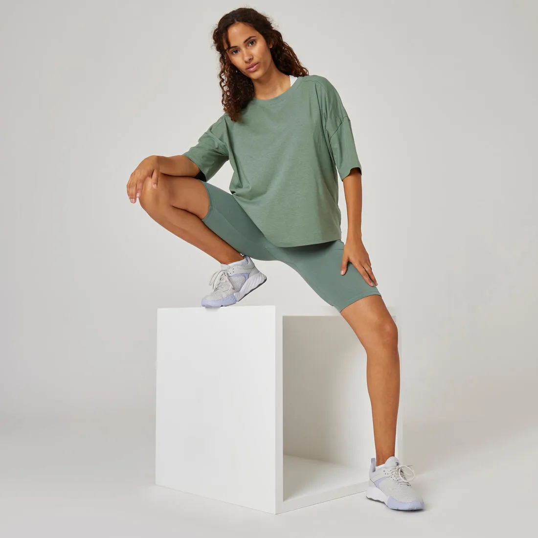 Women's Loose-Fit Fitness T-Shirt 520 - Linen