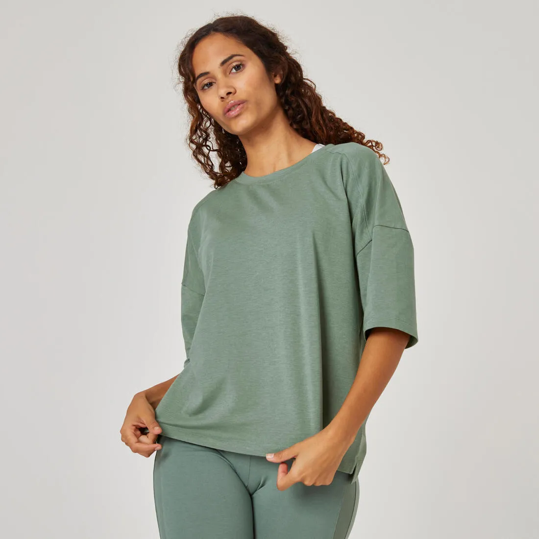 Women's Loose-Fit Fitness T-Shirt 520 - Linen
