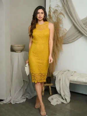 WOMEN'S SLEEVELESS LACE MIDI DRESS