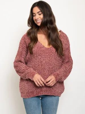 WOMEN'S V-NECK OVERSIZED SWEATER