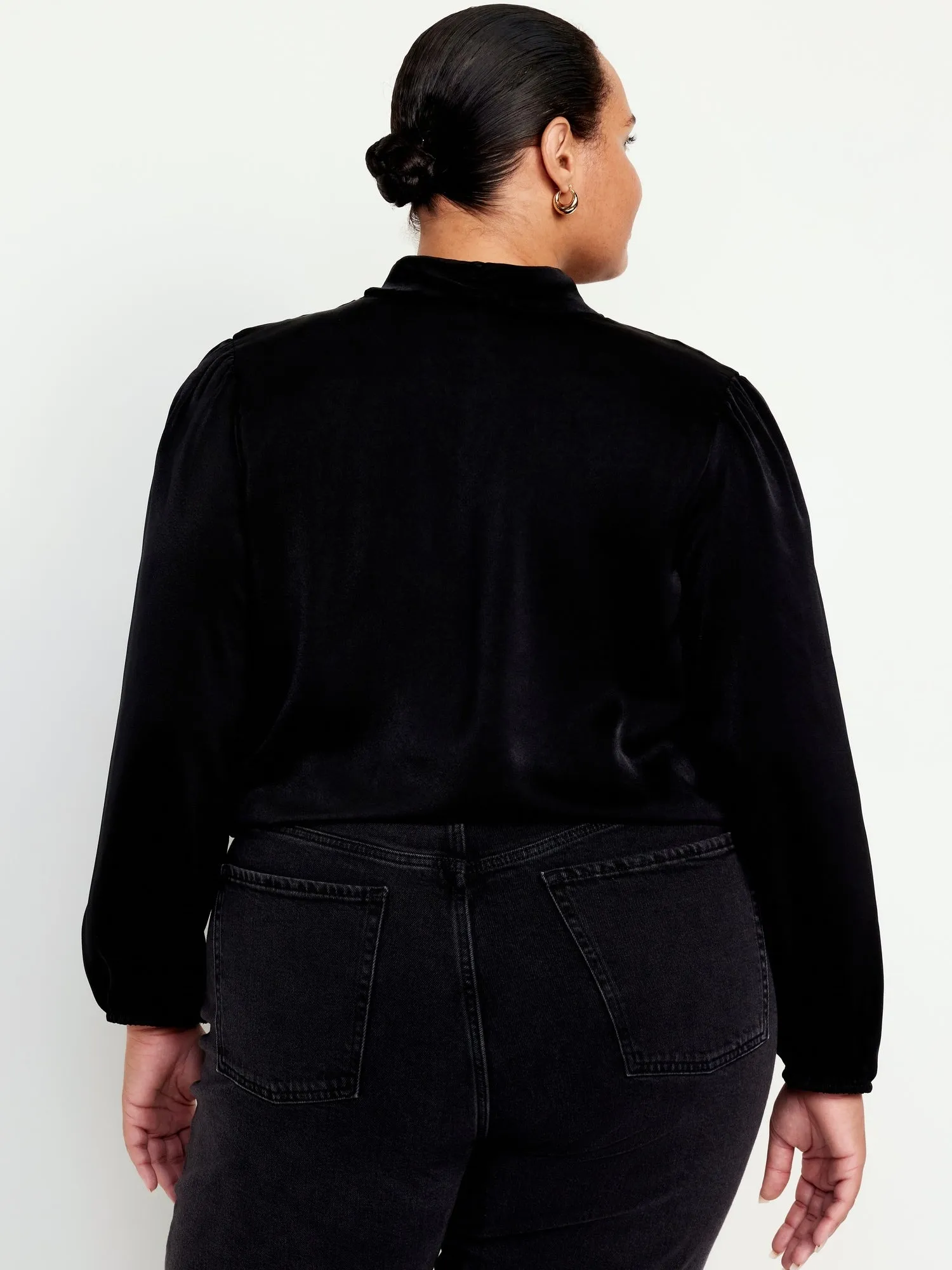 Wrap-Front Satin Top