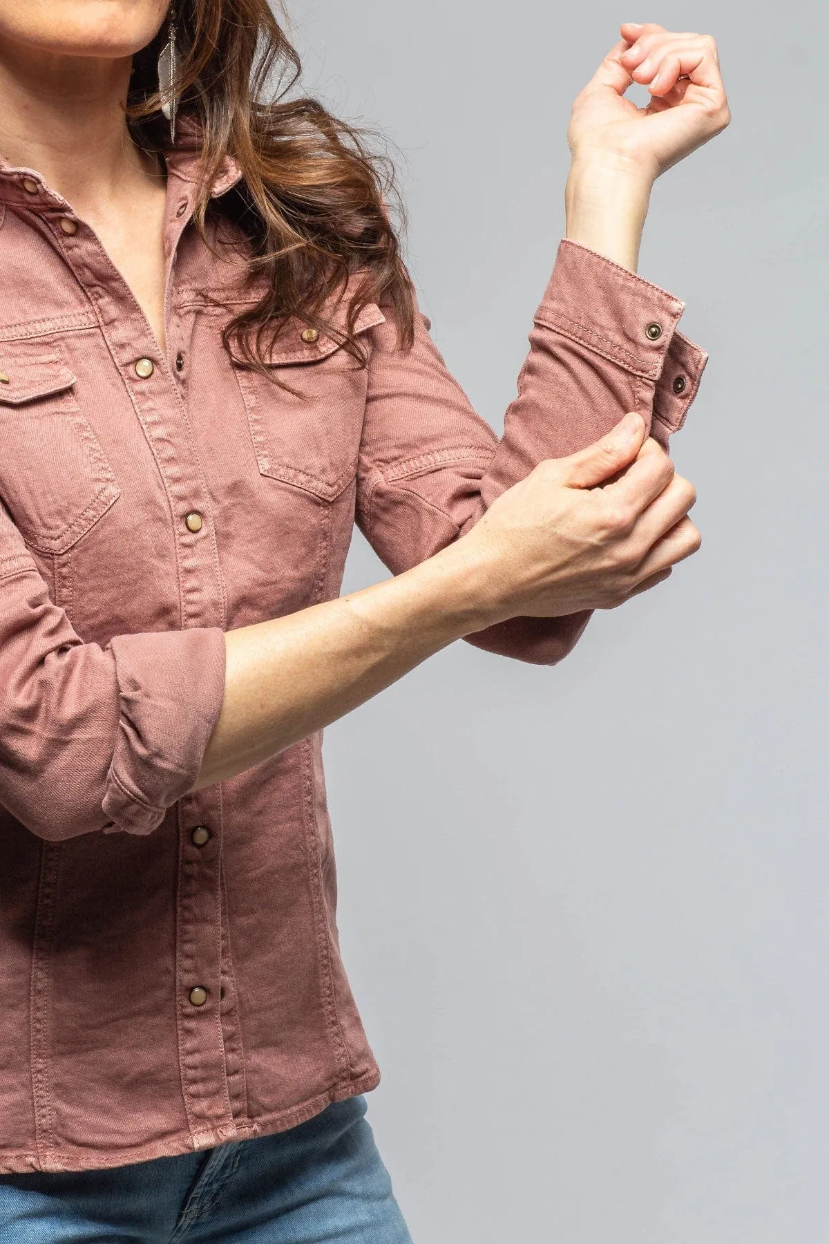 Yarmony Linen Cotton Denim Shirt In Fired Brick