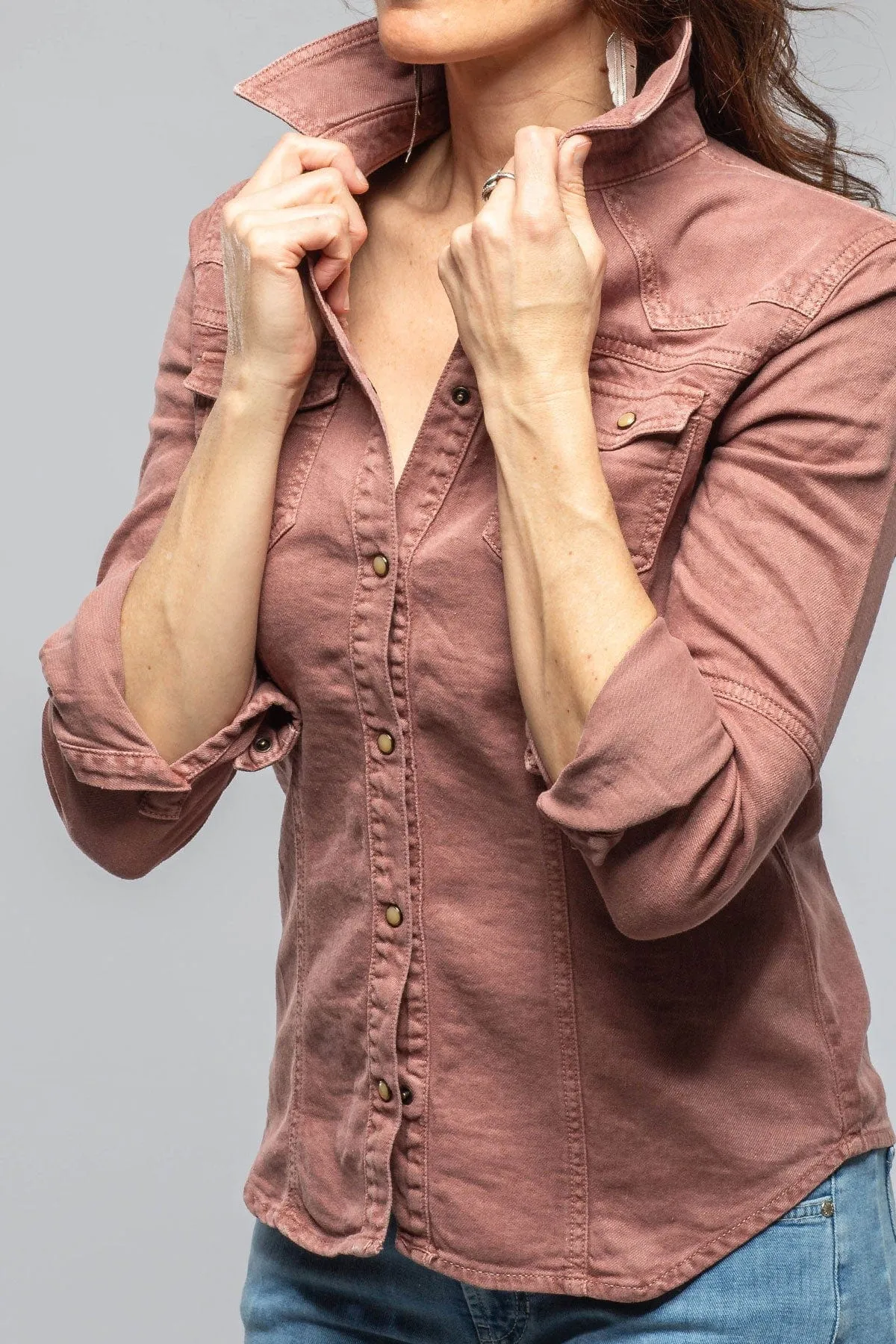 Yarmony Linen Cotton Denim Shirt In Fired Brick
