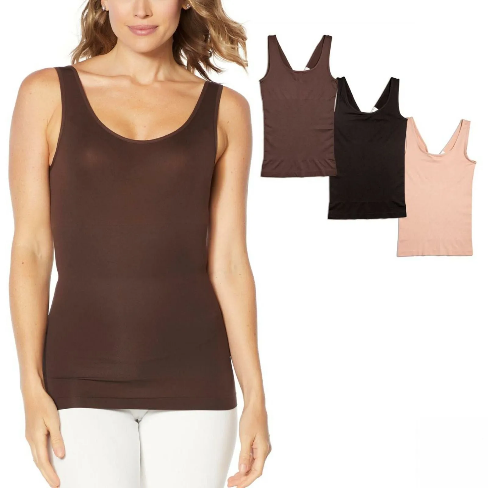Yummie Women's 3 Pack Seamless 2-Way Shaping Tank Tops