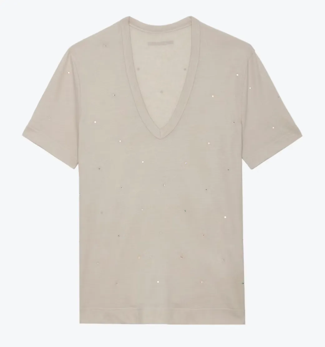 Zadig & Voltaire - Wassa Crystal Studded Tee Shirt - Petale