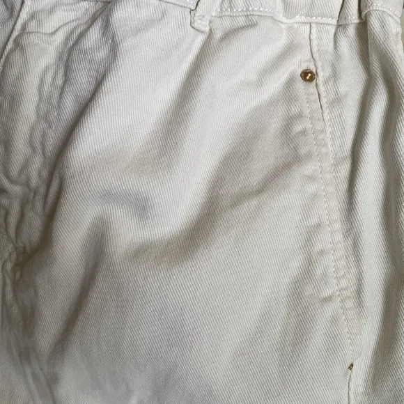 ZARA High Waisted Cotton Barrel Leg Denim Cinched Waistband Women’s Size 8 Cream